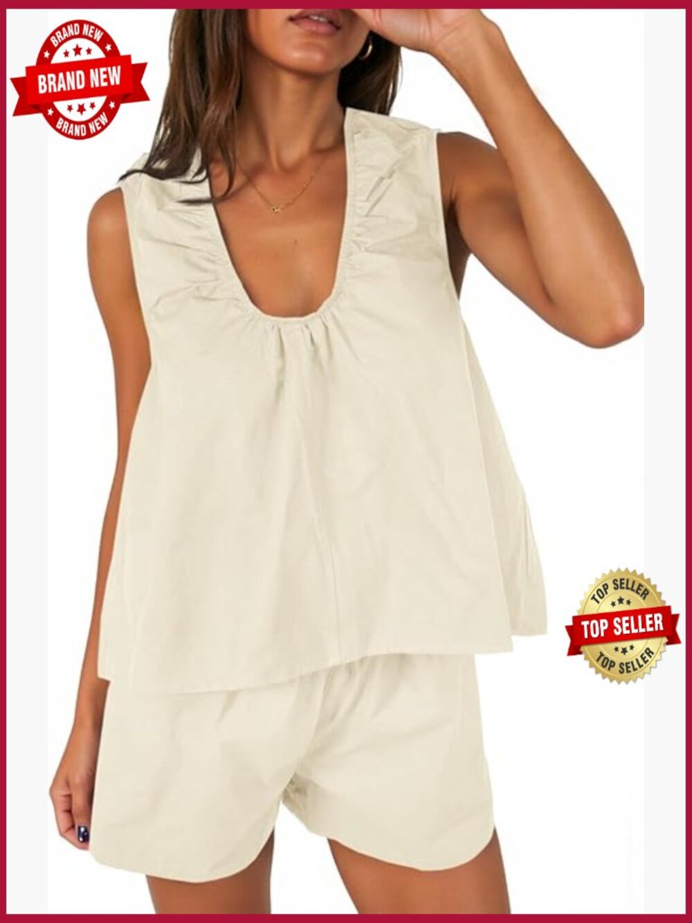 2 Piece Summer Set Scoop Neck Tank High Waisted Shorts Matching Lounge Outfit